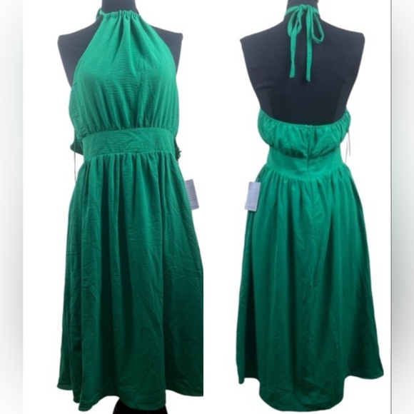 NWT NSR Green Halter Top Dress w/ Pockets Size XS - Picture 1 of 16